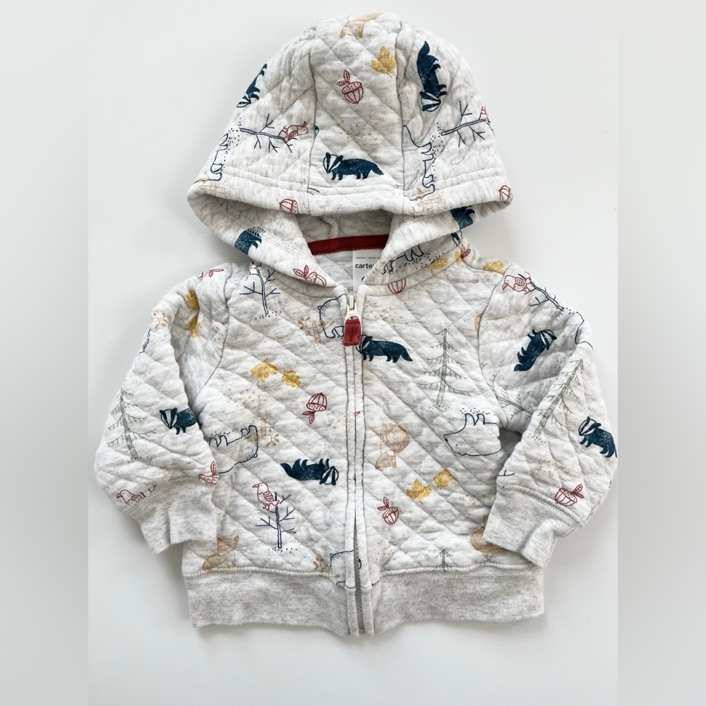 Carter's Kids Gray Quilted Hoodie with Animal Print